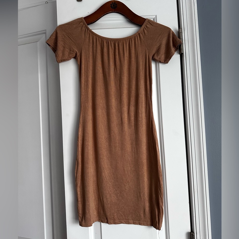 PrettyLittleThing Tan Mini Dress